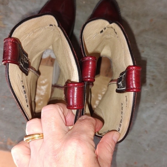 🔥HP🔥 Larry Mahan Men's Maroon/Red Leather Boots Size 9EE / Wide - Picture 11 of 12